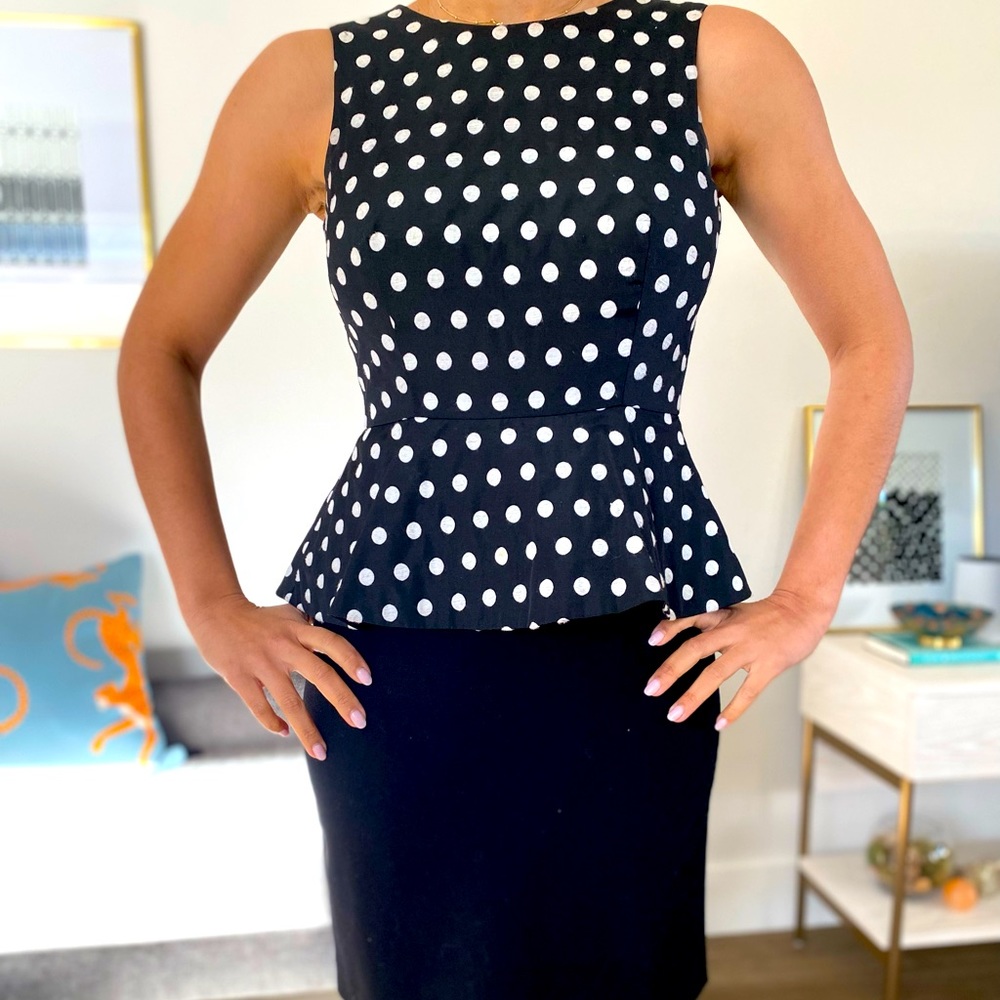 Black + white polka dot dress - size 0